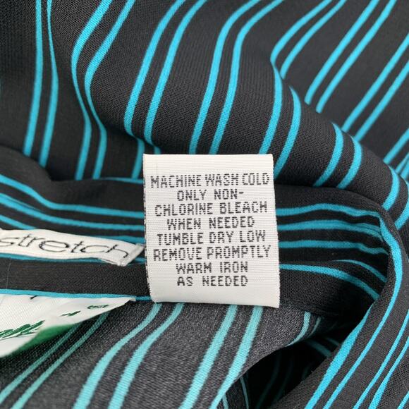 Joanna Button Front Stripe Shirt L Stretch Long Sleeve Black Blue Career Office - Picture 8 of 9